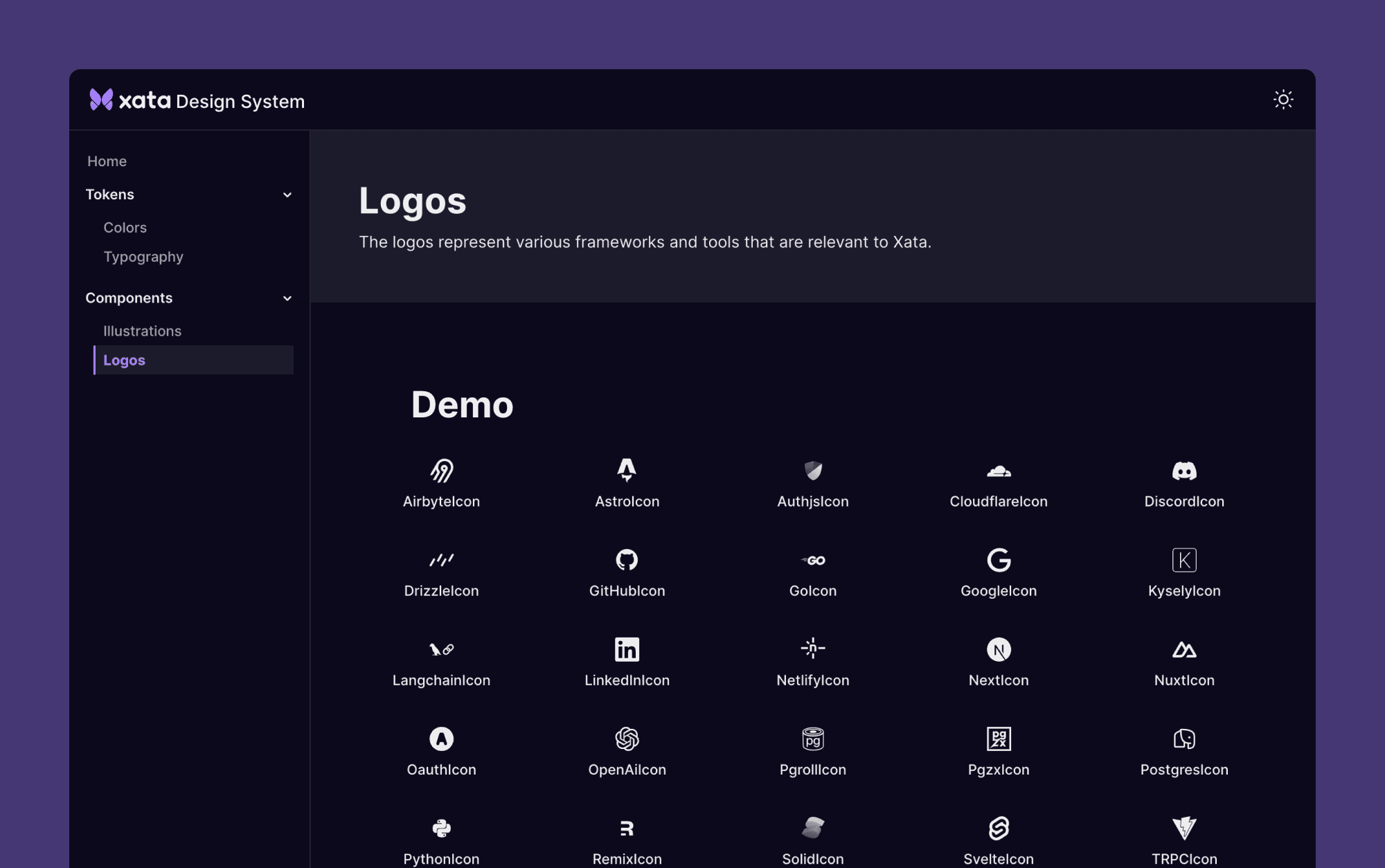 Xata Design System logo page